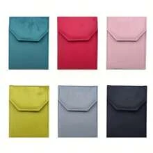 1pc Velvet Jewelry Storage Bag, Velvet Fabric With Pearl Necklace, Portable Necklace Storage Box, Pearl Button Snap Closure, Rectangular, Velvet Material, Suitable For Pendants And Beads, Hanging Jewelry Organizer, Jewelry Storage Bag - Multicolor - View 7