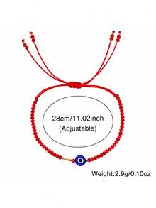1PC Bohemian Evil Eye Bracelet, Beaded Bracelet, Red Adjustable Bracelet, Lucky Bracelet, Summer Gift, Gift For Her - Multicolor - View 4