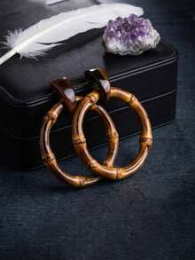 1 Pair Vintage Bamboo Knot Exaggerated Hoop Earrings, Suitable For Beach Vacation - Multicolor - View 4