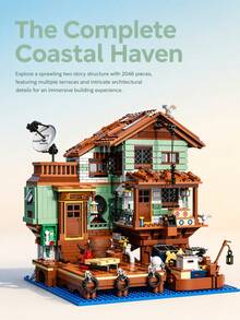Micro-Particle Harbor Street Scene Building Blocks, 2046PCS Fisherman's Wharf Display Model - No Box - View 11