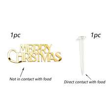 1pc/3pcs/6pcs/Set Merry Christmas Cake Topper Mirror Acrylic Letter Decor Christmas Tree Snowflake Bell Sign Hanging Ornament Holiday Winter Party Cake Decoration - Multicolor - View 12