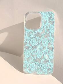 1件淺色浪漫蕾絲花卉圖案手機殼 銀色透明加厚保護殼，適用於 iPhone 11/12/13/14/15/16 Pro Max - 彩色 - 查看 2