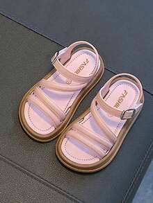 1 Pair Children's Fashionable Minimalist Flat Sandals - Pink - View 6