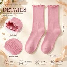 Custom Bridesmaid Ruffle Socks, Personalized Initial Non Slip Crew Socks, Ideal For Wedding Prep, Bachelorette Party & Yoga. One Size, Not For XS/XL. - Ruffle-edge Socks - View 10