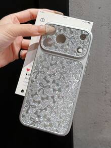 1 buah Casing Ponsel Apple Mewah Berkilau dengan Pita Lucu, Casing Pelindung Anti Gores Dua Sisi Mirip Kulit dengan Jendela Besar Berlapis Elektrolit, Kompatibel dengan iPhone 18 18Pro 18ProMax 17 17Pro 17ProMax 15 15Pro 15ProMax 14 14Pro 14ProMax 16 16Pro 16ProMax 16Plus 13 13Pro 13ProMax Series, Hadiah Casing Ponsel Kelas Atas untuk Teman, Teman Sekelas, Kekasih, atau Diri Sendiri - Perak - View 3