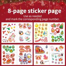 Christmas Themed Sticker Book | 100+ Cartoon Stickers, Baby Focus Enlightenment Sticker Book, 22 Pages Themed Scene Sticker Book, 8 Pages Stickers, Toddler Early Education Educational Christmas Small Gift, Christmas Gift Children Educational Handmade Quiet Book Toy, Baby Fun Focus Cartoon Sticker Book, Fun DIY Sticker Activity Book Children Christmas Gift - Red - View 8