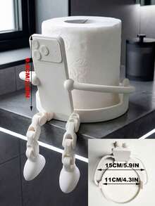 Creative Human-Shaped Toilet Paper Holder, Unique Phone Holder Pose Toilet Paper Holder, Movable Legs, Fun Sitting Pose, Suitable For Bathroom, Bedroom And Living Room Storage And Decoration - Multicolor - View 2