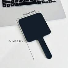Square Handheld Makeup Mirror With Handle Portable Cosmetic Hand Mirror Clear Glass Mirror Hand‑Held Vanity Mirror For Makeup - Black - View 5
