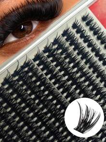 Beginner-Friendly Natural Clustered False Eyelashes 6-16mm Mixed Length Black Soft Fine Faux Mink Single Cluster DIY Home Eyelash Extensions Reusable Lightweight Style Suitable For Daily Commute Makeup - D - View 1