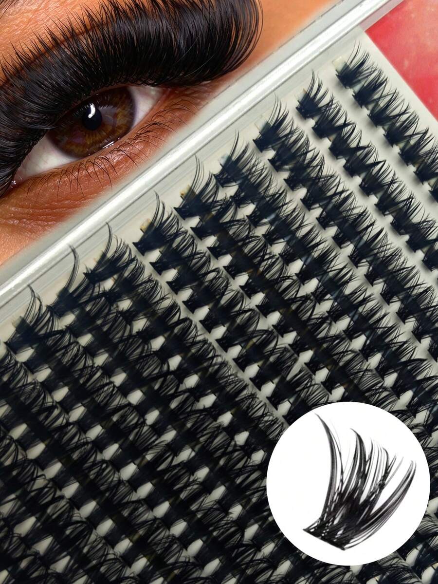 Beginner-Friendly Natural Clustered False Eyelashes 6-16mm Mixed Length Black Soft Fine Faux Mink Single Cluster DIY Home Eyelash Extensions Reusable Lightweight Style Suitable For Daily Commute Makeup - D - View 1