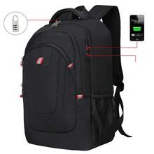 17.3" Men Women Laptop Backpack Waterproof 40L Large Rucksack Travel School Bag - Black - View 2