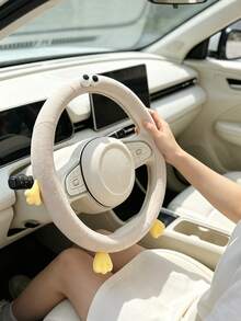 Funny Eyes Car Steering Wheel Cover, Autumn/Winter Steering Wheel Protector, Warm Anti-Slip Cute Grip Cover, Universal Fit For Women (Suitable For 38cm Diameter Round Steering Wheel) - Multicolor - View 7