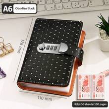 Diamond Rhinestone Pattern PU Leather Money Saving Book, With 3-Digit Combination Lock, With Transparent PVC Pocket Cash Storage Organizer, Portable Cash Bill Saving Challenge Book - Multicolor - View 8