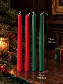4/2PCS, Vintage Style Smooth Pointed Long Taper Candles, Red/Green, Christmas Set, 0.86*9.84 Inch Long Taper Candles, Ideal For Home Decor, Festive Party, Tabletop Decoration, Christmas, Christmas Decoration - Multiple Styles - View 9
