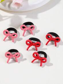 12pcs Girls Bow Hair Ties High Elasticity Durable Hair Accessories Thumb Hair Bands Suitable For Holiday/Daily Use - Multicolor - View 4