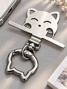 2pcs Set (1 Stainless Steel Clip + 1 Spring Ring) 360° Rotatable Cartoon Cat Stainless Steel Connector, With Metal Cat Head Spring Buckle, Hook, Finger Ring Buckle, For Connecting Phone And Lanyard, Phone Case Charging Port Insertable Fixed Bracket Metal Plate, Sturdy And Durable, Outdoor Anti-Drop Phone Lanyard Connector, Smartphone Accessory - Multicolor - View 15
