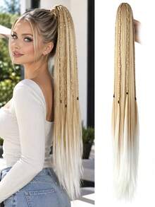Claw Clip Ponytail Wig, Long Braided Ponytail Hair Extension, Easy Wear Hair Accessory For Daily Party Cosplay - Multicolor - View 12