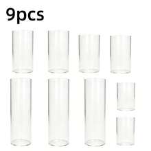 7/9 Pcs High & Straight Cylindrical Open Glass Candle Holders, Transparent Windproof Cylindrical Vases, Wedding Table Centerpieces, Candle Decorations For Christmas, Thanksgiving Banquets, Glass Table Containers To Create Party Atmosphere - View 10