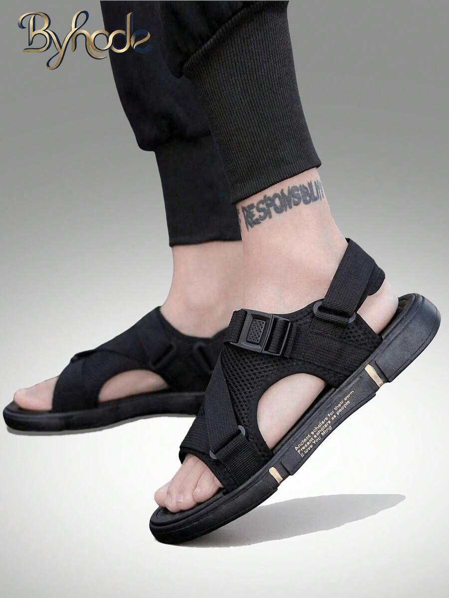 Bestseller Fisherman Sandals, Unisex Round Toe Slip-On Sandals, Men's Summer Non-Slip Durable Thick Sole Painted Solid Color Soft Elastic Slide Sandals, Beach Open Toe And Heel Sandals