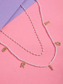 Double Layer Decorative Waist Chain BRIDE Letter Pendant Waist Ornament, Bridal Gown Accessory, Pre-Wedding Party Travel Photography Outfit Accessory - Multicolor - View 2