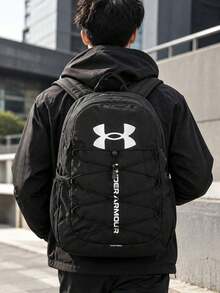 Under Armour UA Hustle 運動輕量戶外背包 中性款 訓練運動通勤包 1364181-001 - 黑色 - 查看 2