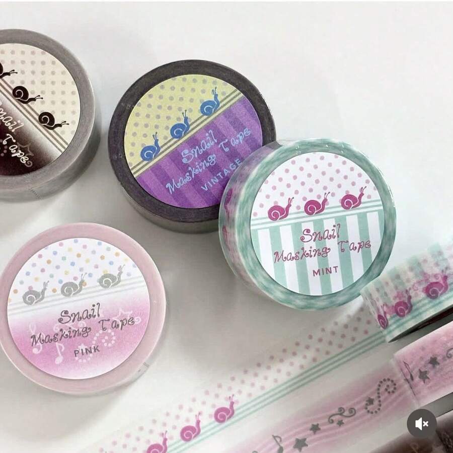 Pita Washi Seri Siput Minimalis, Gulungan Pita Dekoratif Patchwork untuk Dekorasi DIY Perencana, Pola Bintang dan Titik-titik - beraneka warna - View 1