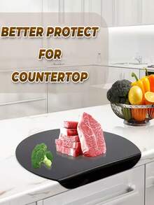 Vegetable Cutting Board, Anti-Slip Transparent Black Cutting Board With Edge, Suitable For Kitchen Countertop, Dishwasher And Kitchen Accessories (39x33cm, 3mm Thick) - Multicolor - View 6