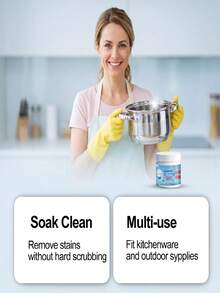 Jue Fish Degreasing Powder, Powerful Kitchen Utensil Grease Removal Cleaning Powder. Can Clean Frying Pans, Cookware, Range Hood Filters And Other Kitchen Utensils, Remove Heavy Grease And Grime, Restore Shine To Utensils, Simple Soak Cleaning Operation, Easily Complete Deep Kitchen Degreasing. - Powdery - View 4