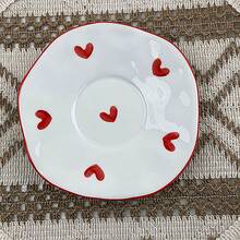 Cute Hand-Painted Ceramic Mug And Saucer Set, Coffee Cup, Home/Office Tea Cup, Suitable For Juice, Milk, Coffee - Birthday And Holiday Gift, Gift For Family, Gift For Him, Ceramic Coffee Cup Set - Red - View 13