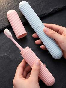 Portable Toothbrush Storage Case, Couple Dust-Proof Storage Box With Lid, Essential Accessory For School/Beach/Bathroom/Cruise Vacation Travel - Multicolor - View 2
