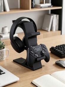 3D Printed Game Controller & Headset 2-In-1 Desktop Stand - Universal Dual Controller And Headset Storage Display Rack. Compatible With Various Types Of Controllers And Headsets. Sturdy And Non-Slip Design, Saves Desk Space, Ideal Accessory And Decoration For Gaming Desk, Gaming Room, Bedroom, Living Room Or Office. Suitable As A Gift For Boyfriend, Husband, Male Or Female Gamers And Gaming Enthusiasts For Birthday, Christmas, Valentine's Day, Father's Day Or Anniversary. - Multicolor - View 2