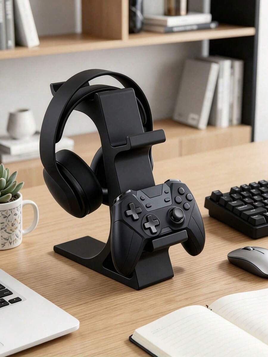 3D Printed Game Controller & Headset 2-In-1 Desktop Stand - Universal Dual Controller And Headset Storage Display Rack. Compatible With Various Types Of Controllers And Headsets. Sturdy And Non-Slip Design, Saves Desk Space, Ideal Accessory And Decoration For Gaming Desk, Gaming Room, Bedroom, Living Room Or Office. Suitable As A Gift For Boyfriend, Husband, Male Or Female Gamers And Gaming Enthusiasts For Birthday, Christmas, Valentine's Day, Father's Day Or Anniversary.