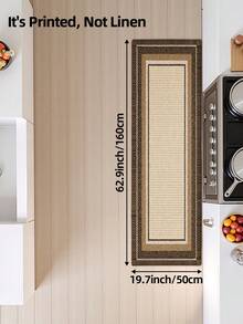 DAJIANG 1pc 3D Faux Linen Print Long Kitchen Runner Rug, Doormat, Suitable For Bathroom, Kitchen, Bedroom, Living Room, Bedside, Machine Washable, Easy To Clean, Pet-Friendly Decorative Mat - Warm Sand Dreamweave - View 13