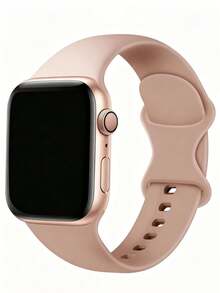 1pc Sports Watch Band, Soft Silicone Waterproof Strap, Compatible With Apple Watch Series 12 11 10 9 Ultra 8 7 6 5 4 3 2 SE - Milk Tea - View 1