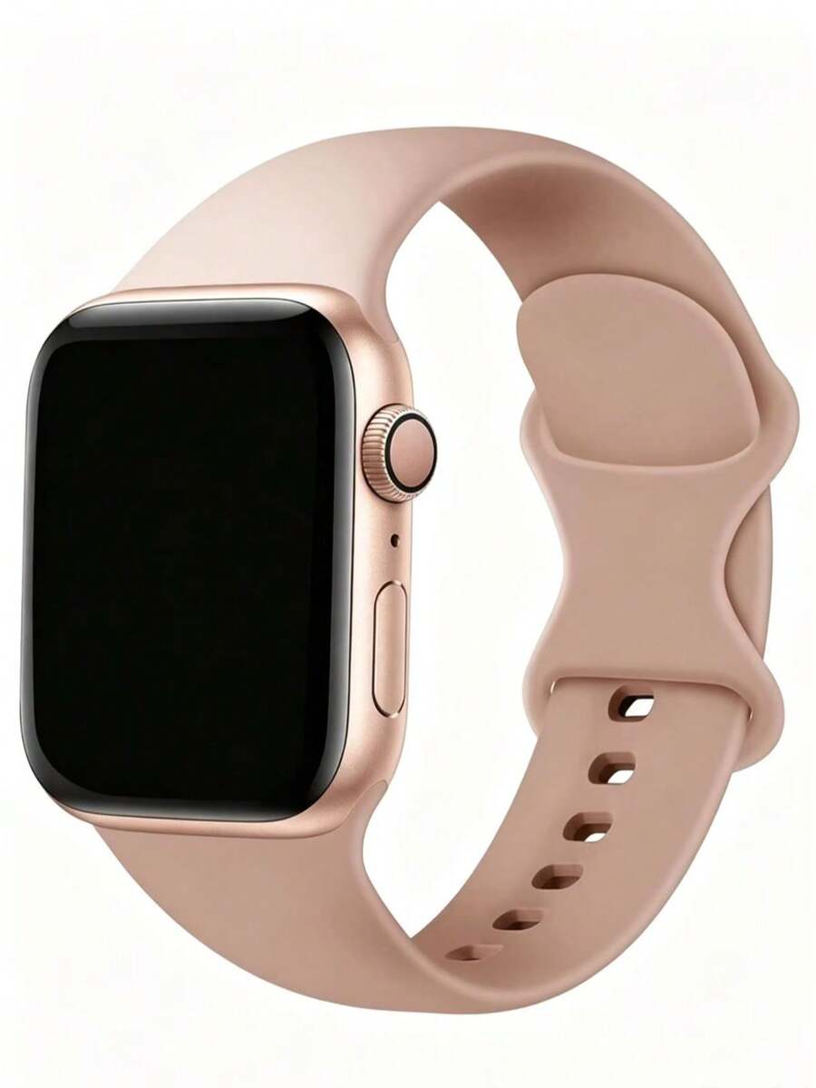 1pc Sports Watch Band, Soft Silicone Waterproof Strap, Compatible With Apple Watch Series 12 11 10 9 Ultra 8 7 6 5 4 3 2 SE - Milk Tea - View 1