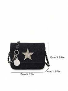1pc Fashionable Sweet Shiny Star Crossbody Bag, Super Popular Chain Multifunctional Exquisite Small Bag, Compact And Delicate, Mini Lipstick Bag, Fashionable Chain Shoulder Strap, Decorated With Sweet Five-Pointed Stars, Suitable For Outings, Shopping, Daily Use, Travel, Versatile Square Bag Shape, Perfect Gift - Multicolor - View 10