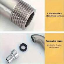 1pc 304 Stainless Steel Dual Outlet Faucet, Multi-Function Washing Machine Tap, Suitable For Connecting Washing Machine, Bathroom Addition, Bathroom Hardware - Silver - View 6