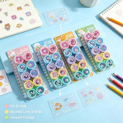 KPop Demon Hunters 1PC/5PCS/10PCS Witch Hunter Self‑Inking Rubber Stamps, Kpopdemonhunters Guerreras Hunters Cute Cartoon Aesthetic Kawaii Stamps, Perfect Halloween & Christmas Party Gifts. Cartoon Automatic Ink Rubber Stamps, Suitable For Scrapbooking DIY, Collage Decoration, School Supplies, Reward Stamps, Targeted At K‑POP Fans And Students, Can Be Used As Party Favors, Birthday, Graduation, Holiday Gifts.