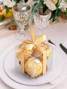 25Pcs Clear PVC Square Gift Boxes, Reusable & Versatile. Perfect For Candles, Gift Packaging, Wedding & Party Favors. Great For Halloween, Christmas Presents, Business Packaging & Various Holiday Decorations. - Multicolor - View 2