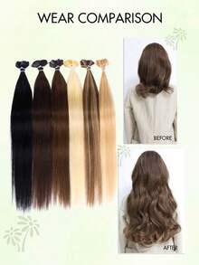 Flat Head Keratin Hair Extensions, 100% Human Hair, 12-24 Inches, Invisible F-Head Hair Extensions, High Quality Natural Look, Suitable For Fine Hair, Wedding, Daily, Party Use, Straight Hair Extensions, Halloween Costume - Multicolor - View 10