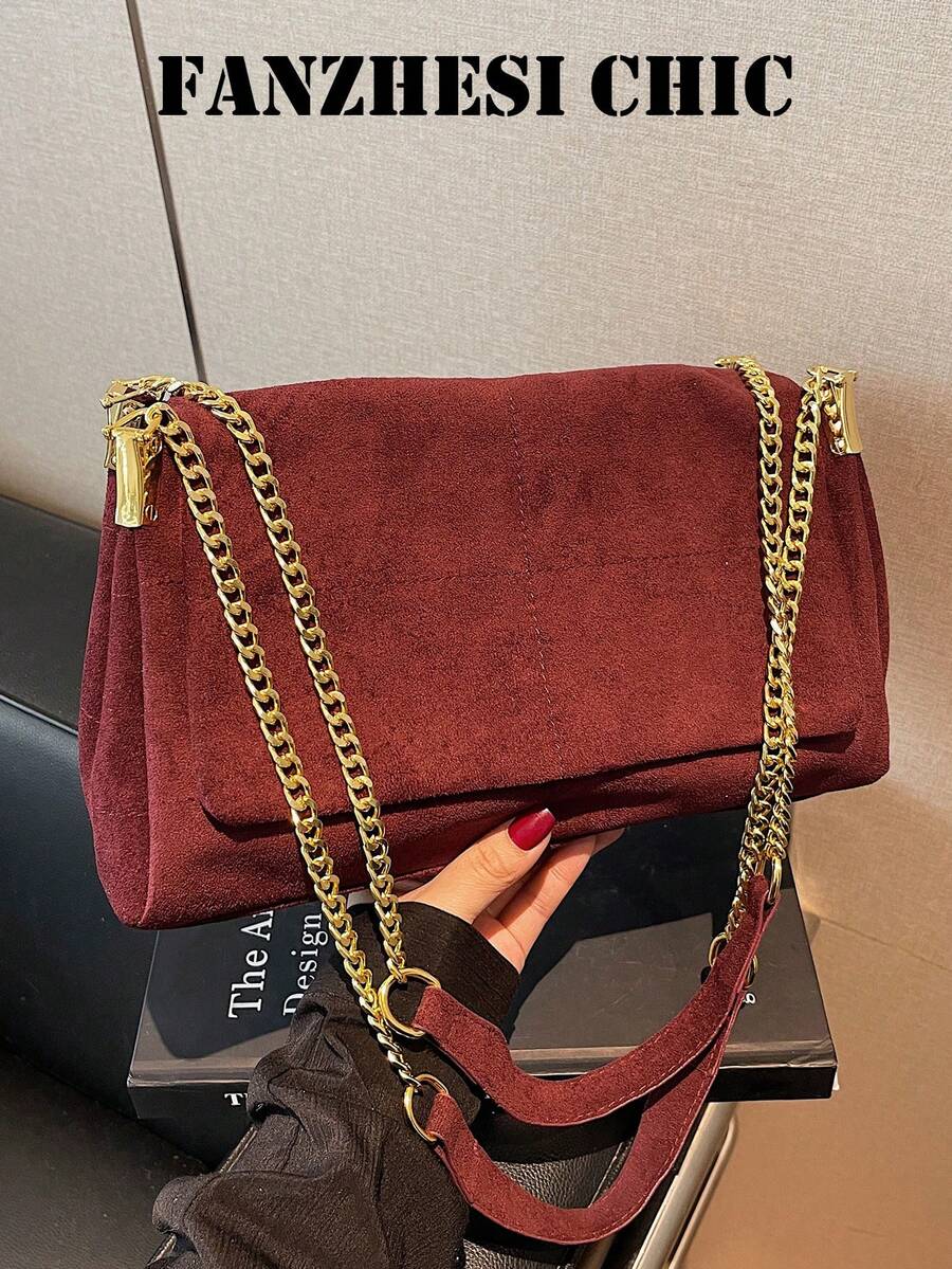 Shoulder Bag, Soft Body, Suede Fabric, Equipped With Dual Shoulder ...