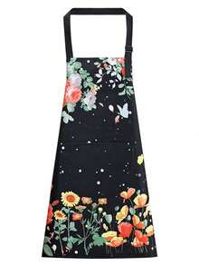 1pc Floral Pattern Waterproof And Oil-Resistant Apron, Durable Polyester Fabric, Fashionable Minimalist Design, Suitable For Cooking, Barbecue, Gardening, Painting, Manicure, Unisex Adult Indoor/Outdoor Kitchen Craft Apron, Home Gift - Multiple Styles - View 16