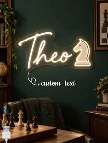 1PC Custom Name Chess Neon Sign, Personalized Chess Knight LED Wall Light, Custom Text Game Room Decor, USB Powered Light Up Sign For Bedroom, Study Room, Man Cave, Birthday Gift For Chess Lovers - Multi-color 2 - View 1