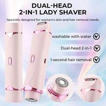 Electric Shaver For Woman Double Head Dual Purpose Female Razor Body Epilator Leg Underarm Bikini Electric Hair Remover Trimmer Portable Facial Device For Radiance - Pink - View 4