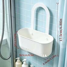 1pc Multifunctional Drain Basket White PP Material Sponge Storage Rack No-Drill Sink Filter Rack Kitchen Bathroom Dual Use Sponge Cloth Storage Basket - One Size - View 7