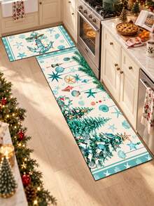 1/2 buah Karpet Dekorasi Dapur Natal, Karpet dan Alas Dapur Musim Dingin, Aksesori Dapur Anti Selip, Dapat Dicuci, Menyerap Air, Alas Dekoratif, Hadiah Liburan Natal! - MultiWarna - View 3