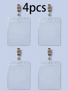 2/4/10pcs Transparent Waterproof ID Badge Holders, Vertical Or Horizontal, Clear PVC Plastic Card Sleeves With Clips, Suitable For Students, Office Employees, Business Name Tag Protection - Multiple Specifications - View 11