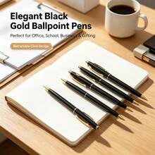 DOWMOO Black Metal Retractable Ballpoint Pens, 12Pcs Gold Accent Click Pens, Smooth Writing Ball Pens For Office, School, Journaling, Business Signature Stationery Gift - Sets - View 5