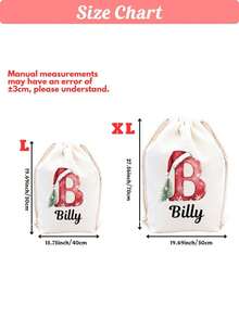 Custom Name Santa Initial Christmas Sack, Large Capacity Reusable Canvas Drawstring Gift Bag, Personalized Xmas Gift Storage Pouch, Holiday Present For Family, Home Christmas Decor, Available In L & XL Sizes - Multicolor 2 - View 2
