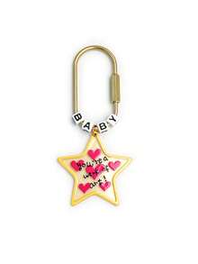 1pc Ins Sweet Cool American Vintage Graffiti Star Bag Charm Letter Square Bead U-Shaped Handmade Beaded Keychain - Multicolor - View 7